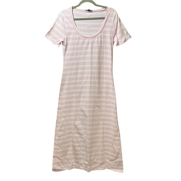 J.Crew Pink Striped Short Sleeve Cotton Maxi Dress Size Small - Picture 6 of 10